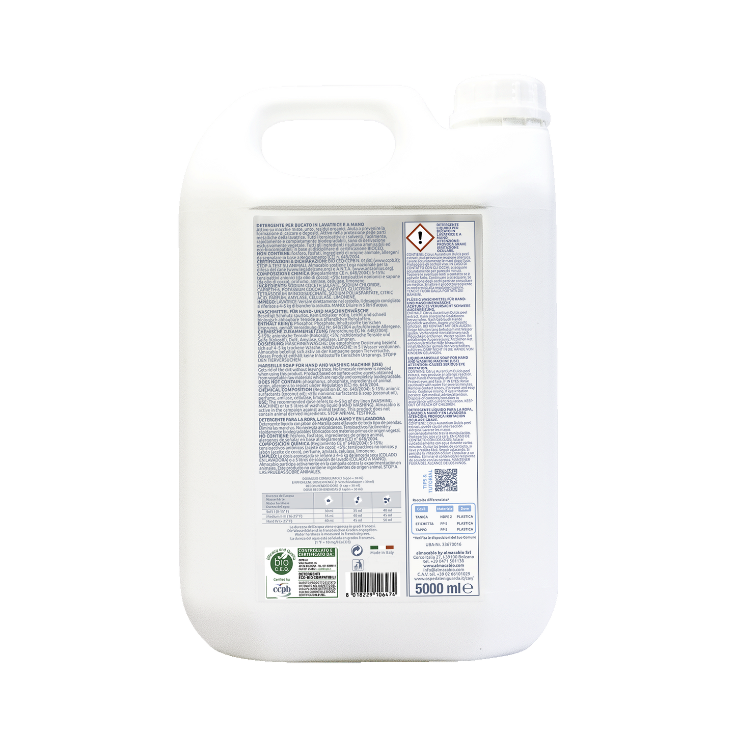 Sapone di Marsiglia da bucato - 5000 ml